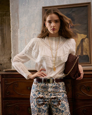 Look blouse ecru Milady et pantalon Paul fleuris