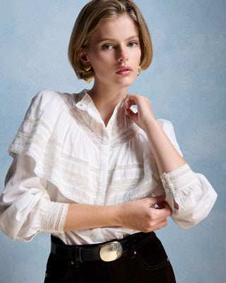 Blouse coton et dentelle Milady Ecru