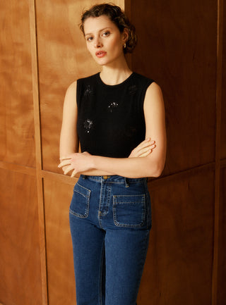 Ärmelloses Top in Marineblau